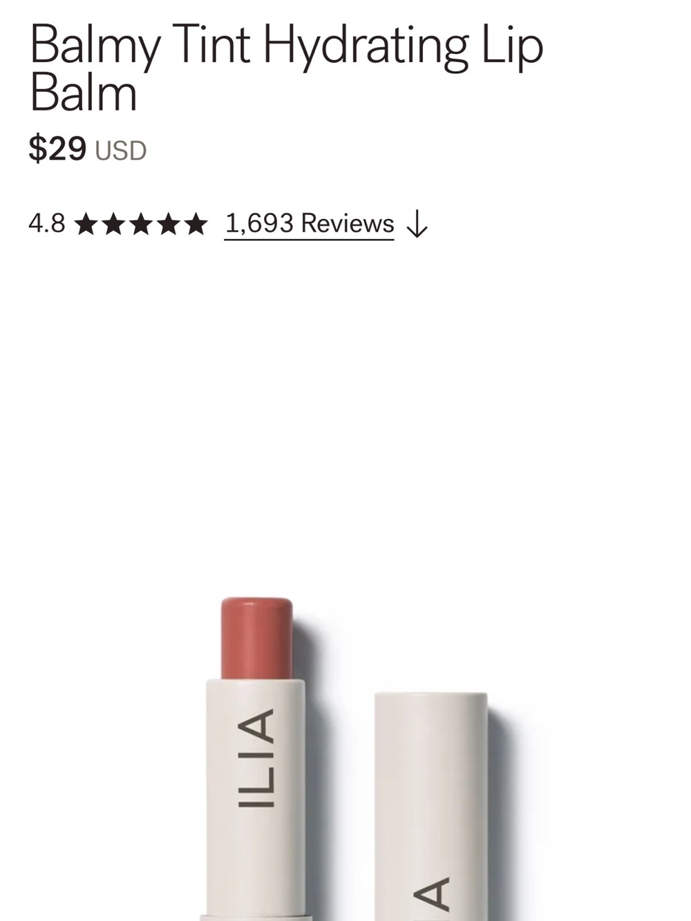 NWT ILIA Balmy Tint Hydrating Lip Balm — Warm Rose